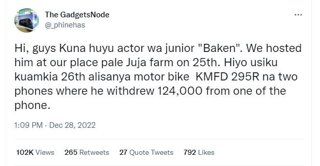 The gadgetsnode phinehas hi, guys kuna huyu actor wa junior baken we hosted him