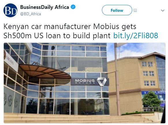 Businessdaily africa bd bd_africa follow kenyan car manufacturer mobius gets shs