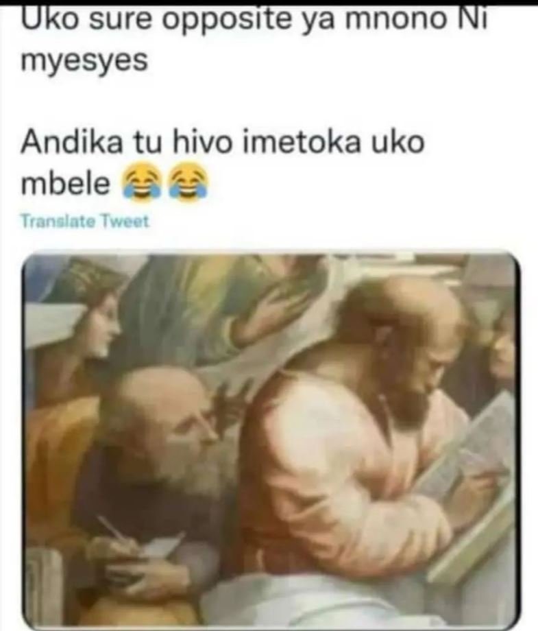 Uko sure opposite ya mnono ni myesyes andika tu hivo imetoka uko mbele tranglote