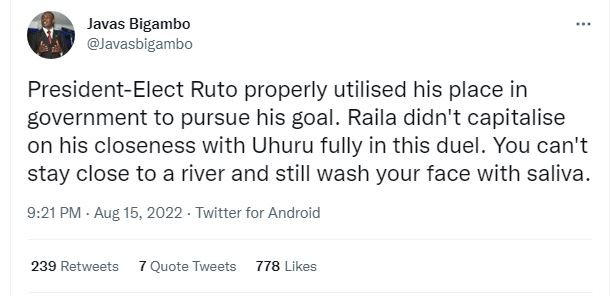 Javas bigambo javasbigambo presidentelect ruto properly utilised his place in go