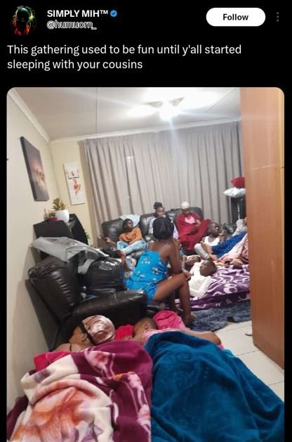Simply mih humuonl follow this gathering used to be fun until y'all started slee