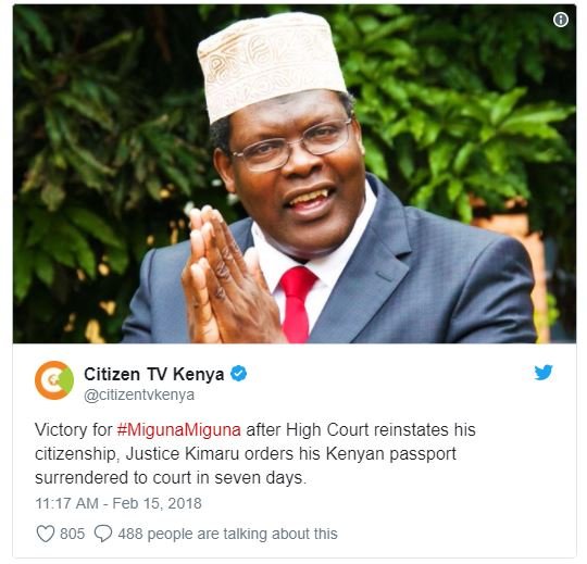 Citizen tv kenya citizentvkenya victory for migunamiguna after high court reinst