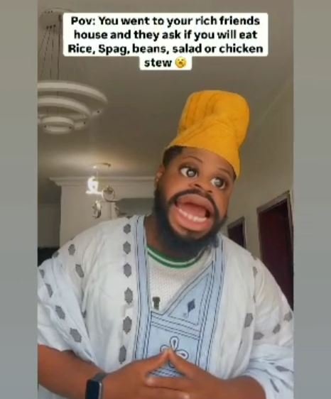 Pov you went to your rlch frlends house and they ask if you will eat rice, spag