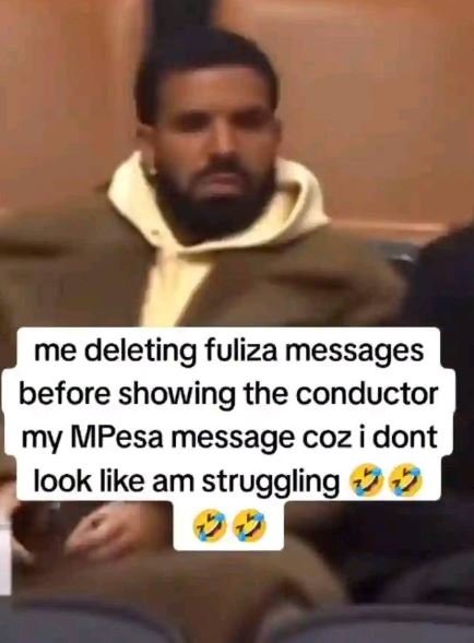 Me deleting fuliza messages before showing the conductor my mpesa message coz i