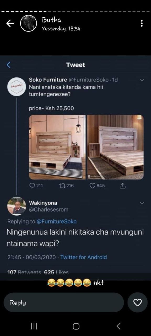 Butha yesterday 18.54 tweet soko furniture furnituresoko . id nani anataka kitan