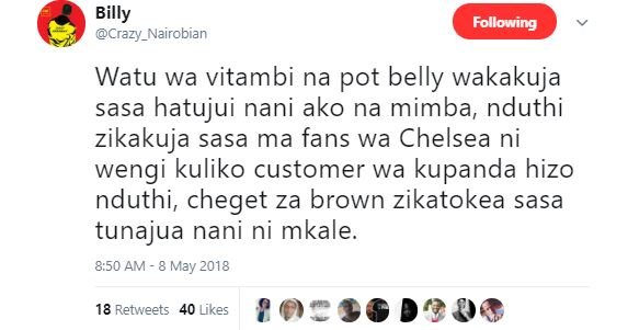Billy crazy_nairobian following watu wa vitambi na pot belly wakakuja sasa hatuj