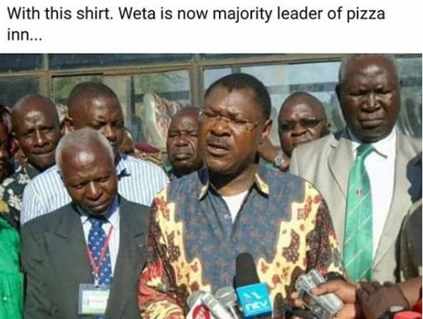 With this shirt. weta is now majority leader of pizza inn.