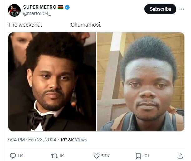 Super metro marto254 subscribe the weekend. chumamosi 5.14 pm . feb 23, 167.3k v