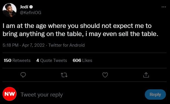 Jedí 0 kefiniog am at the age where you should not expect me to bring anything o