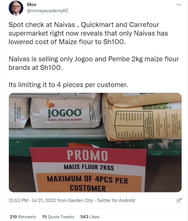 Moe moneyacademyke spot check at naivas quickmart and carrefour supermarket righ