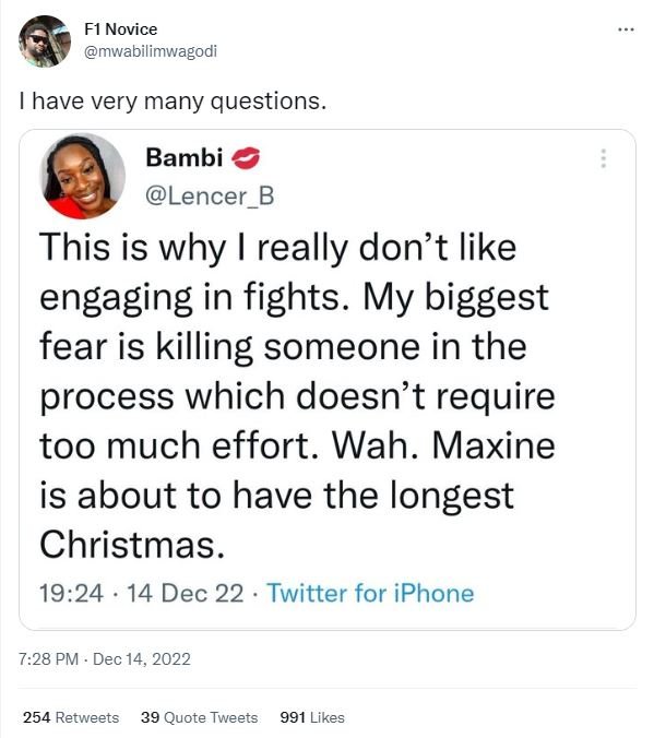 Fi novice mwabilimwagodi have very many questions. bambi lencer b this is why re