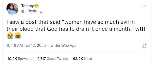 Temmy milkydrop_ saw a post that said 'women have so much evil in their blood th