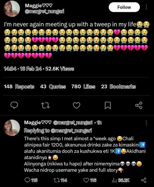 Maggiev? margfiet_mungai follow i'm never again meeting up with a tweep in my li