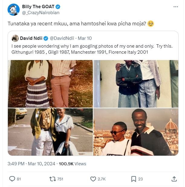 Billy7 the goat crazynairobian tunataka ya recent mkuu, ama hamtoshei kwa picha