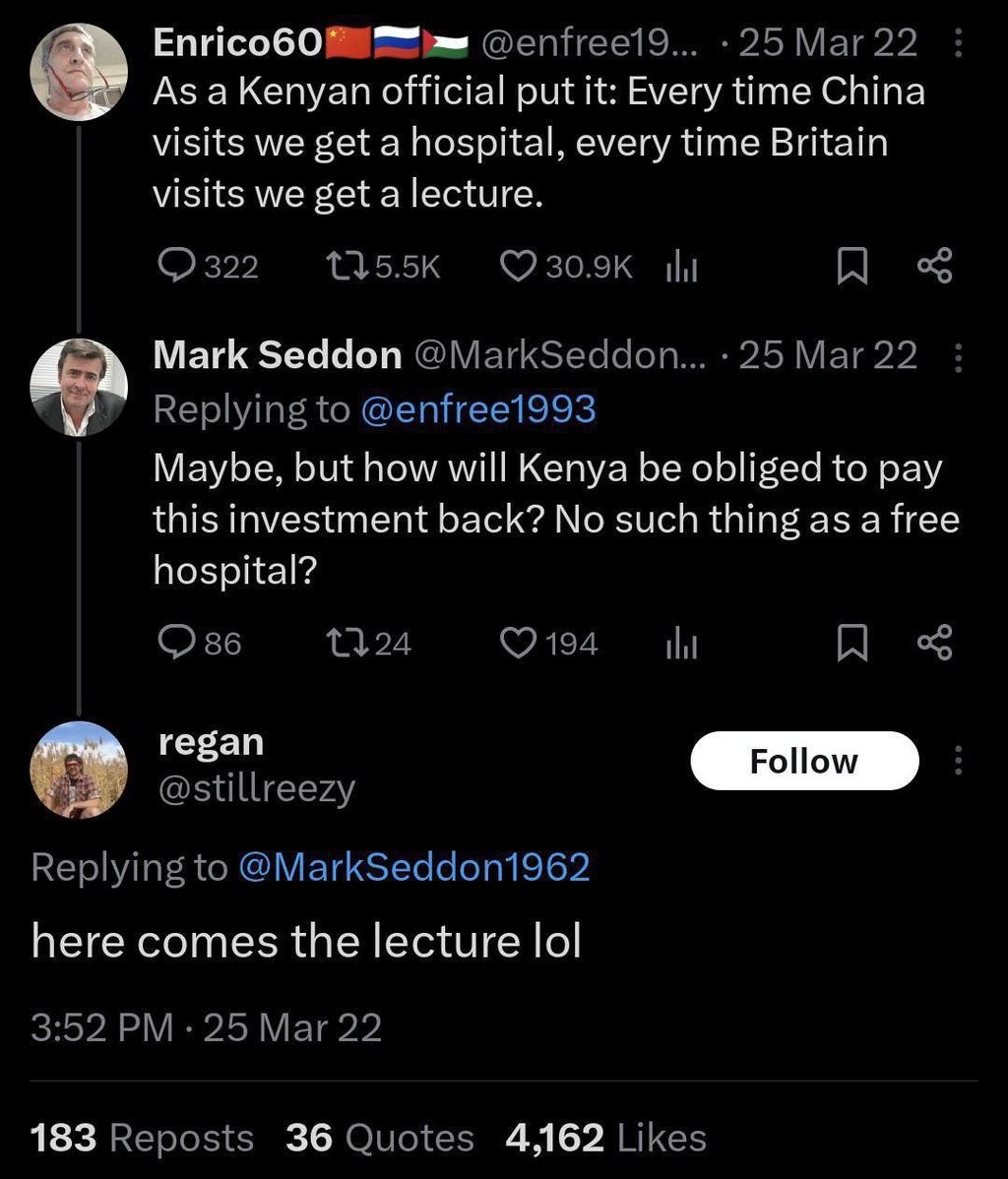 Enrico6o enfree19 25 mar 22 as a kenyan official put it every time china visits