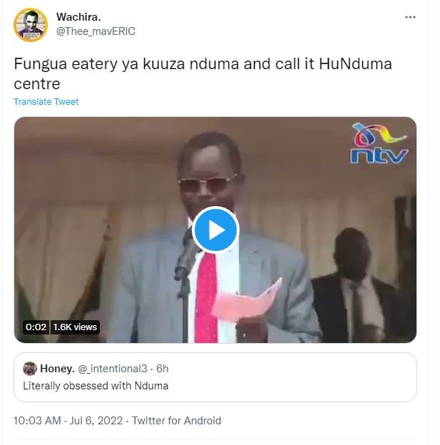 Wachira thee_maveric fungua eatery ya kuuza nduma and call it hunduma centre tra