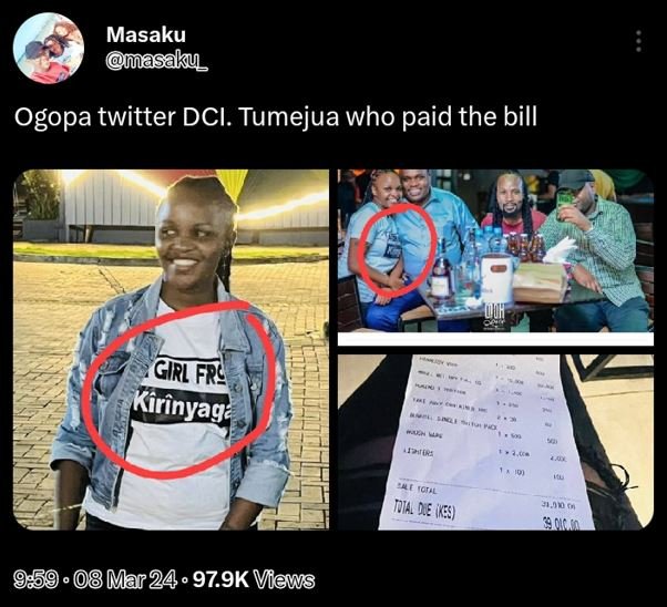 Masaku masa ku ogopa twitter dci. tumejua who paid the bill iri fre kirinyags wa