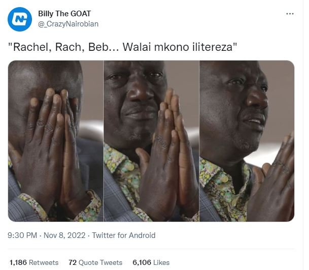 Billy the goat crazynairobian rachel, rach beb. .. walai mkono ilitereza 9.30 pm