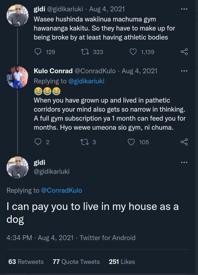 Gidi gidikariuki aug ' 4, wasee hushinda wakiinua machuma gym hawananga kakitu.