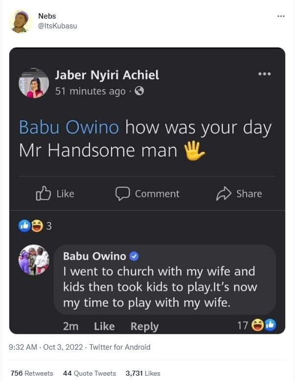 Nebs itskubasu jaber nyiri achiel 51 minutes ago babu owino how was your day mr