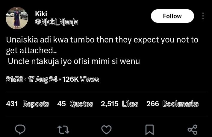 Kiki njoki_njanja follow unaiskia adi kwa tumbo then they expect you not to get