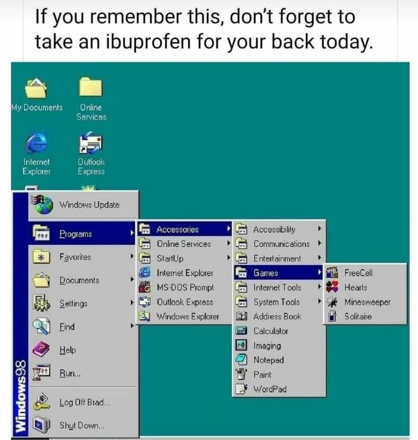 If you remember this, don't forget to take an ibuprofen for your back today. my