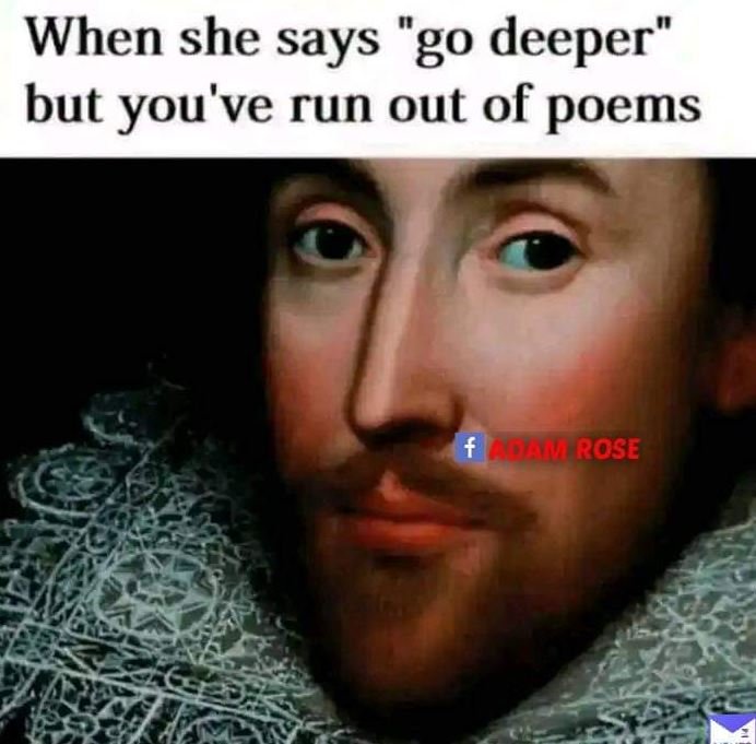 When she says 'g0 deeper but you've run out of poems flloa rose