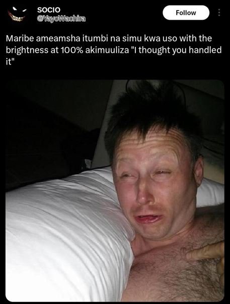 Socio yayowachia follow maribe ameamsha itumbi na simu kwa uso with the brightne