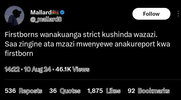 Mallard mallard8 follow firstborns wanakuanga strict kushinda wazazi. saa zingin