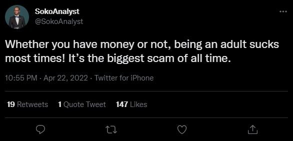 Sokoanalyst sokoanalyst whether you have money or not, being an adult sucks most