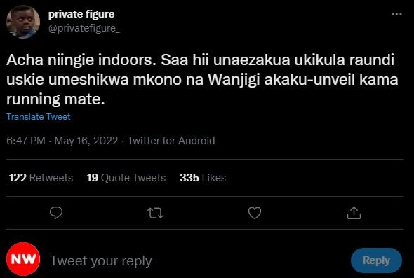 Private figure privatefigure acha niingie indoors. saa hii unaezakua ukikula rau