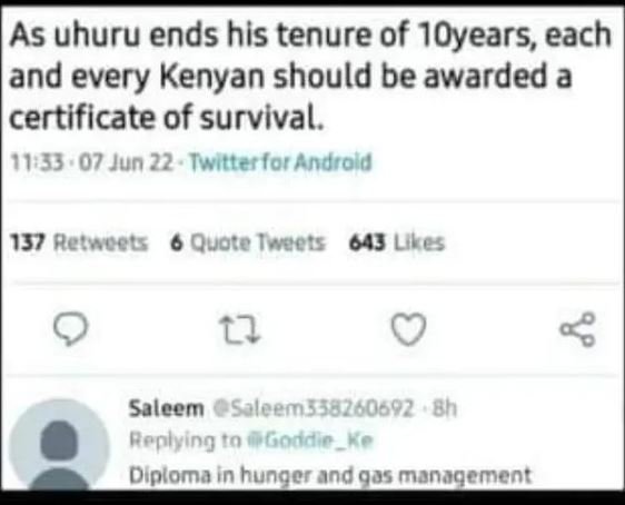 As uhuru ends his tenure of 1oyears, each and every kenyan should be awarded a c