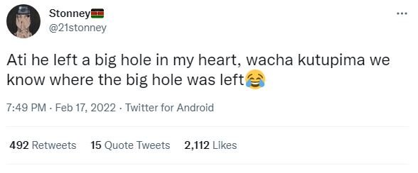 Stonney 2Istonney Ati he left a big hole in my heart, wacha kutupima we know whe