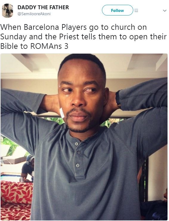 Daddy the father semilooreakoni follow when barcelona players go to church on su