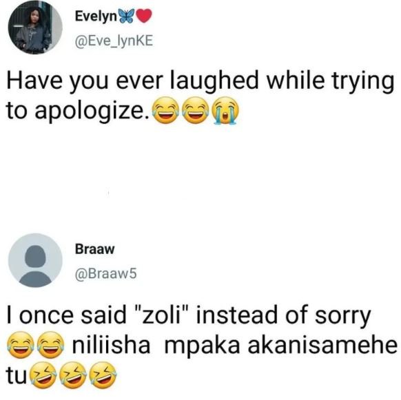 Evelyn8 Eve_lynKE Have you ever laughed while trying to apologize. Braaw Braaw5