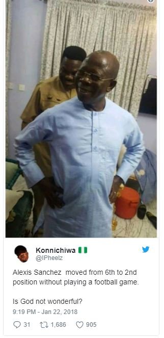 Konnichiwa ipheelz alexis sanchez moved from gth t0 2nd position without playing