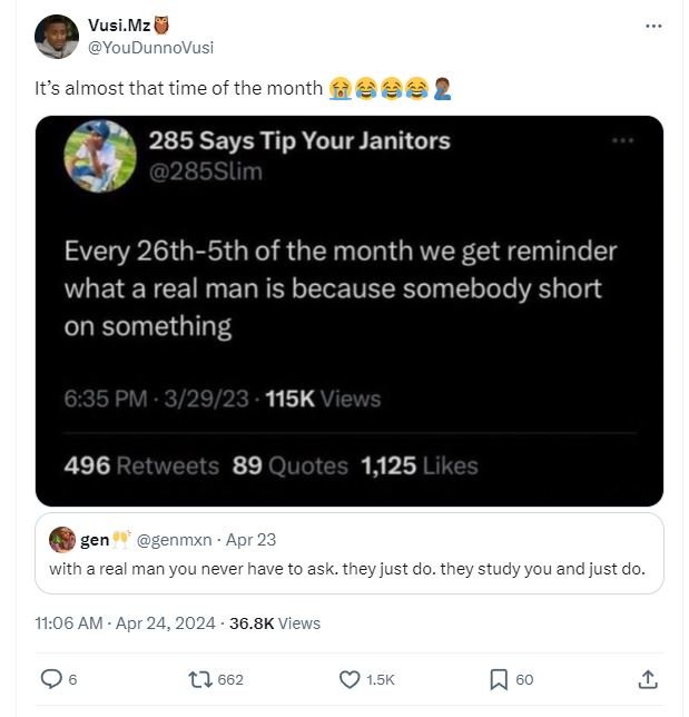 Vusi mz youdunnovusi its almost that time of the month aaa2 285 says tip your ja