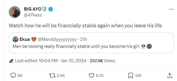 Big ayo 47kasz watch how he will be financially stable again when you leave his