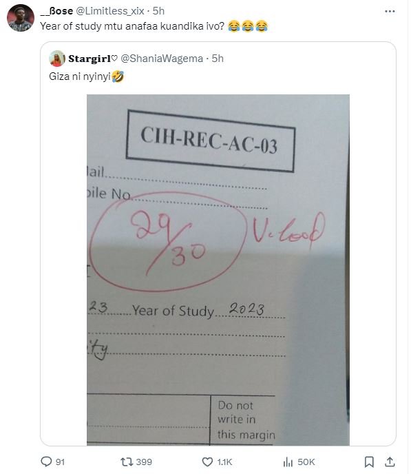 Bose limitless_xix ' 5h year of study mtu anafaa kuandika ivo? à6 stargirlv shan