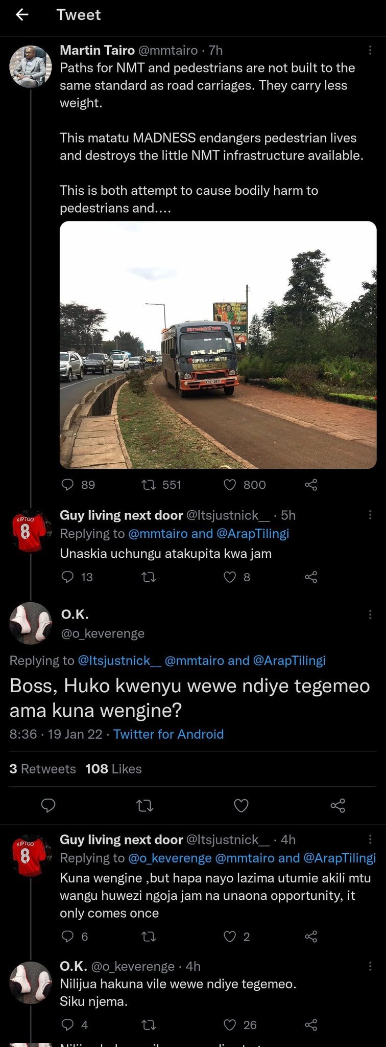 Tweet Martin Tairo mmtairo 7h Paths for NMT and pedestrians are not built to the