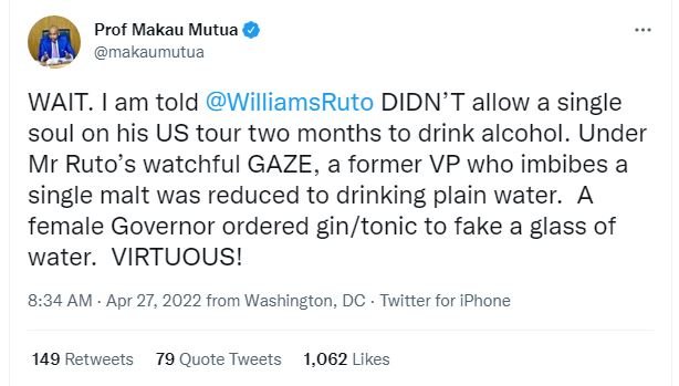Prof makau mutua makaumutua wait. am told williamsruto didn't allow a single sou