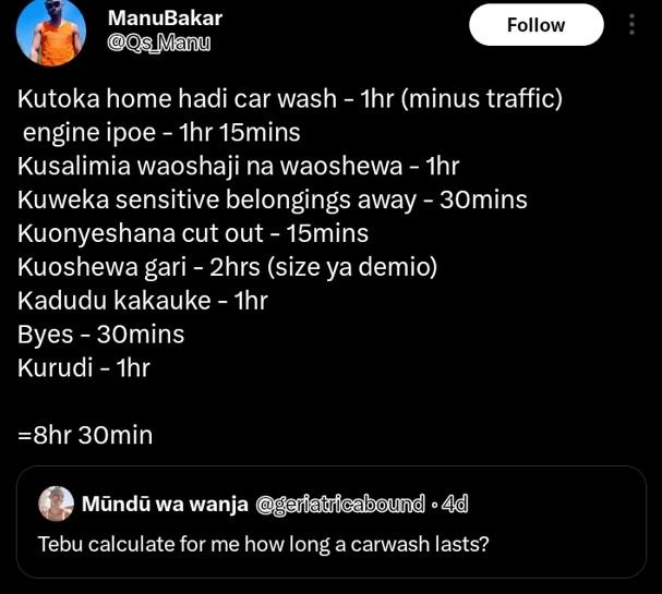 Manubakar smmanu follow kutoka home hadi car wash ihr minus traffic engine ipoe