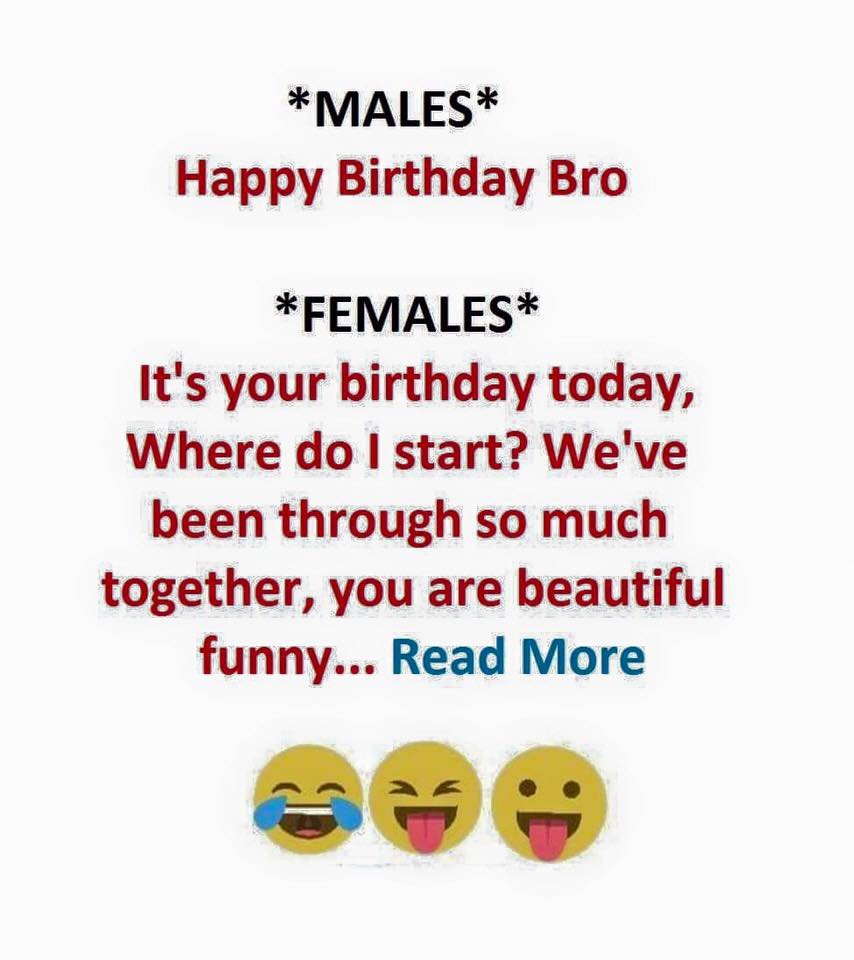 Males happy birthday bro females it's your birthday today, where do i start? we'