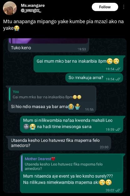 Ms.wangare mangzz_ follow mtu anapanga mipango yake kumbe pia mzazi ako na yake