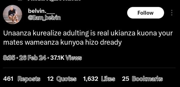 Belvin_ am belvin follow unaanza kurealize adulting is real ukianza kuona your m
