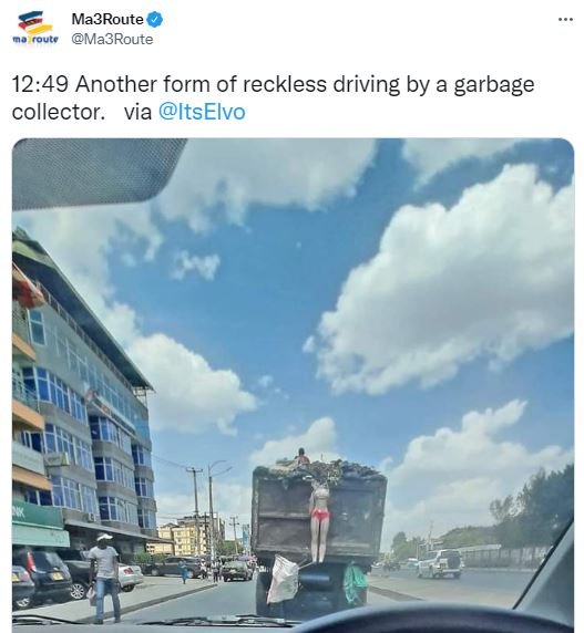 Ma3route toul ma3route 12.49 another form of reckless driving by a garbage colle