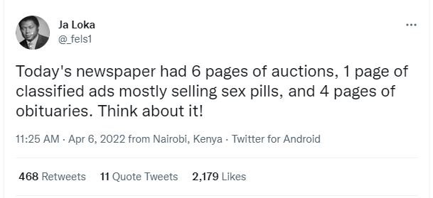 Ja loka felsl today's newspaper had 6 pages of auctions, page of classified ads