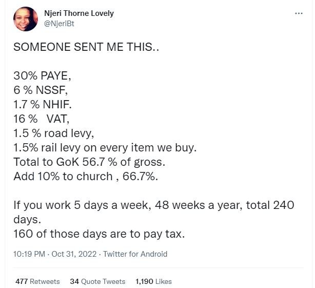 Njeri thorne lovely njeribt someone sent me this. 30 paye, nssf, 1.7 nhif 16 vat