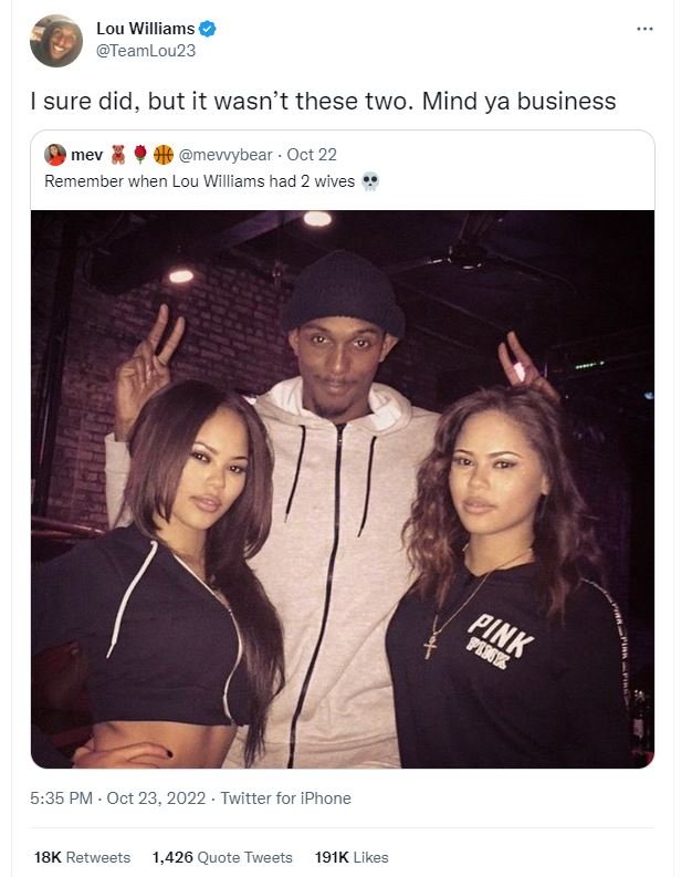 Lou williams teamlou23 sure did, but it wasn't these two. mind ya business mev m