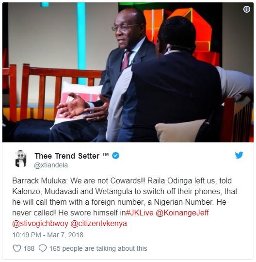 Thee trend setter xtiandela barrack muluka we are not cowardsl! raila odinga lef